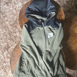 Nike Olive Green Kids Hooded Jacket with Black Hood